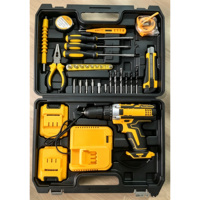 Ensemble de perceuse à percussion sans fil DIY, batterie lithium-ion rechargeable, kit d'outils de perçage électrique, coffret de transport en plastique