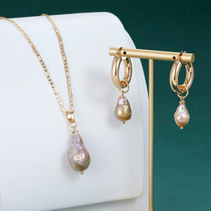Pendientes de Aro de Perlas de Agua Dulce de Alta Calidad <span class=keywords><strong>para</strong></span> Mujer, Chapados en Oro de 18K, Estilo Hawaiano - Product Image 2