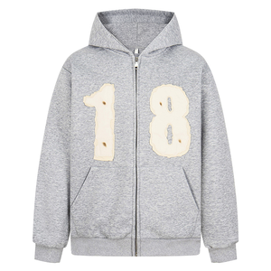 ผู้ผลิตจำหน่ายเสื้อฮู้ดดี้ผ้าฝ้ายแฟชั่นผู้ชายแบบสั่งทำ - รุ่นยอดนิยมใหม่ล่าสุด สไตล์คลาสสิก ทรงหลวม มีซิป สีพื้น สำหรับฤดูใบไม้ร่วง - Product Image 3