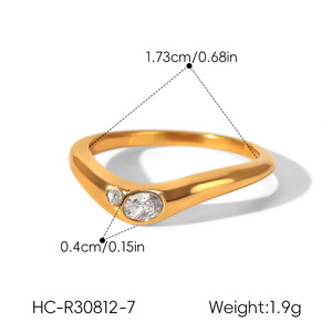 Anillo Personalizado al por Mayor, de Acero Inoxidable 316L, Chapado en Oro de 14k y 18k, con Zirconia en Forma de Corazón, para Mujer - Product Image 6