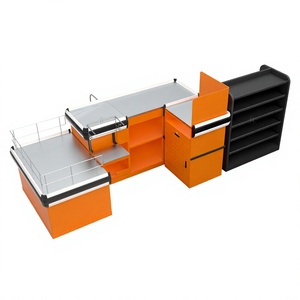 Highbright Bright Orange Modular Supermarket <b>Checkout</b> <b>Counter</b> With Side Impulse Merchandise Display for Retail Stores - Product Image 1