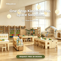 Ensemble de table et armoire de rangement sécurisée moderne Hikeylove pour garderie, crèche, salle de classe, école maternelle, mobilier en bois