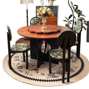 Vintage Style Solid Wood <b>Round</b> Dining <b>Table</b> With Turntable French Retro Design For <b>Small</b> Homes And Apartments - Product Image 5