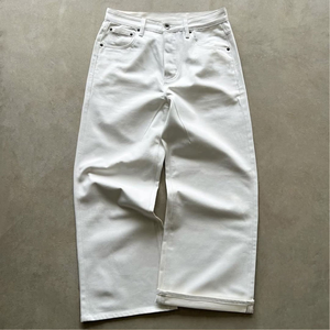 Jean <span class=keywords><strong>large</strong></span> en denim selvedge <span class=keywords><strong>blanc</strong></span> pour homme, 15 oz, coupe ample, style vintage streetwear, fabricant OEM - Product Image 1