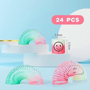 24 mini-jouets spirales colorés en TPR, design arc-en-ciel, pour fête d'anniversaire - Product Image 2
