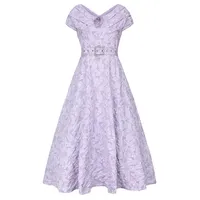 Robe élégante ajustée à col en V en polyester uni à manches courtes pour l'été – Vente en gros directe usine