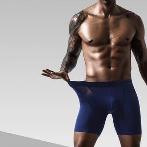 Caleçon pour homme en pur coton respirant de marque personnalisée gris noir léger à jambes longues - Product Image 2