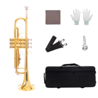 Golden BB Trumpet Professional Brass Musical Instrument Gold Lacquer Stainless Steel Pistons 16.5mm Bore Size for Performance