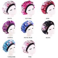 Gorro de Dormir Unisex al por Mayor con Banda Ancha y Estampado Floral, Gorro de Satén para Uso Diario en Todas las Estaciones