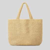 Bolso Tote Casual de Paja para Mujer, Tejido a Mano, Ligero, Portátil, de Gran Capacidad, con Cierre de Cremallera, Ideal para la Playa en Verano