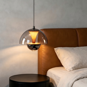 Lámpara colgante LED de techo alto con cúpula de cristal transparente negro <span class=keywords><strong>perla</strong></span>, estilo nórdico, moderno y cálido, para uso en interiores. - Product Image 1