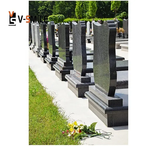 Factory Polished Russian Type Natural China Black blank Granite Headstones Monument Tombstone Design