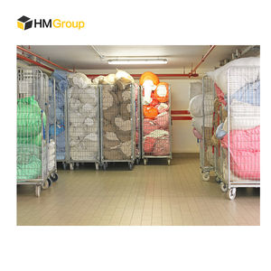 अनुकूलित 4 पक्षीय भंडारण नेस्टिंग धातु स्टील नेस्थिर रोलिंग लॉन्ड्री पिंजरे ट्रॉली - Product Image 1