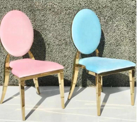 Chaise empilable dorée au design moderne, en velours coloré, avec coussin fixe en acier inoxydable 201, pour salle à manger, salon, hôtel, extérieur, style ferme