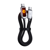 Kabel Pengisian Daya USB C Smart Auto Cut-off PD Fast Charge, Kabel Data Type-C ke Type-C Berbahan Zinc Alloy Kepang untuk Ponsel dan Notebook