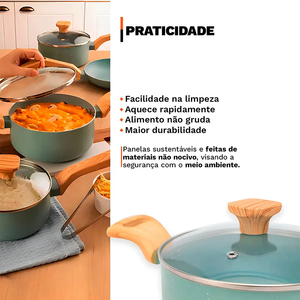 Juego de Ollas de Aluminio Azul de 14 Piezas con Revestimiento Cerámico Moderno, Apto para Horno y Lavavajillas, para Cocinas de Gas e Inducción - Product Image 5