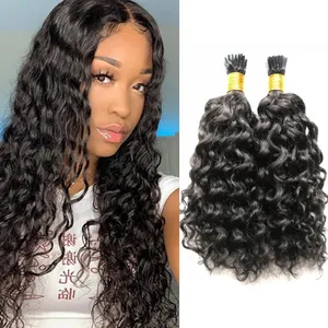 High quality hot selling real Soft dark brown #2 1gram 2mm kinky curly i tips raw virgin brazilian human hair extensions