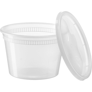 Contenedor Redondo de Plástico PP Barato para Alimentos, Apto para Microondas, a Prueba de Fugas, para Entrega de Sopa, de 32, 24, 18, 16, 12 y 8 oz - Product Image 3