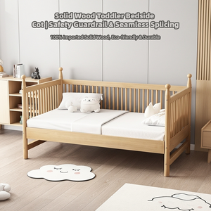 Camas Infantiles de Madera Más Vendidas, Seguras y Ecológicas, Cunas Multimodo para Bebés, Barandilla Desmontable, Cama para Niños Pequeños - Product Image 1