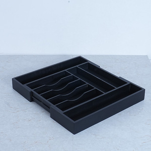 Black Rectangular Cutlery Drawer Organizer With Dividers <b>Storage</b> <b>Box</b> For <b>Kitchen</b> Tableware Tidy Eco Friendly - Product Image 4