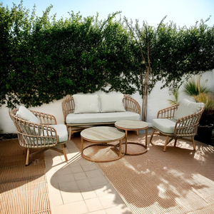 كل يوم الألومنيوم في الهواء الطلق 4 مقاعد حديقة أريكة أريكة أثاث الروطان جلسة مجموعة - Product Image 5