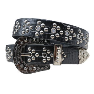 Cintura di Design per Uomo e Donna, Stile Punk Y2K Street Wear, con Borchie e Occhielli, Cintura per Jeans Completamente Rivettata, Cintura Gotica alla Moda in PU - Product Image 3