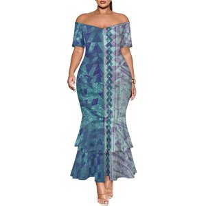 Samoan Tribal Design Femmes Robes À Manches Courtes Impression Polynésienne Vêtements Sexy et Moulant <span class=keywords><strong>Robe</strong></span> Sirène - Product Image 6
