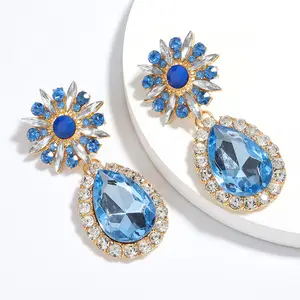 Boucles d'oreilles rétro en diamant, grande marque, bijoux en forme de goutte d'eau, perceuse en verre, diamant complet, nouvelle collection 2020