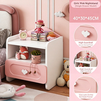 Table de chevet moderne et mignonne pour chambre à coucher, rose et blanche, avec 2 tiroirs et poignées nuage, design anti-basculement, vente en gros