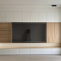 Meuble TV sur mesure pour toute la maison, fabrication professionnelle, meuble multimédia pour salon, finition placage de luxe, unité murale pour téléviseur
