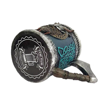 Tasse à bière en résine Viking WJA15 Nouveau design Tasse à poignée de hache Viking Tasse en acier inoxydable de grande capacité pour bar