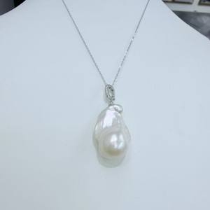 Collier pendentif en perles baroques pour femmes, 13-19mm, argent pur avec un design délicat de gouttelettes d'eau - Product Image 4