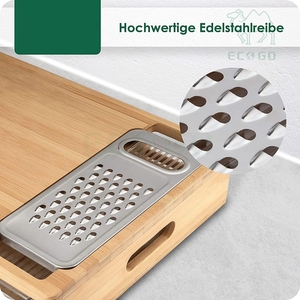 Juego de tabla de cortar de bambú con 4 bandejas de goteo y tapas Tabla de cortar extra grande Best - Product Image 4