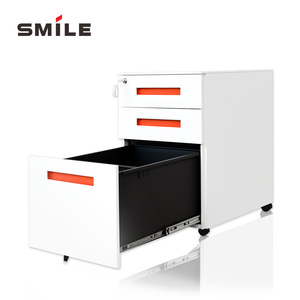 Chnsnile 3-ngăn kéo thép phẳng Tủ tập tin với con lăn phòng khách di động đơn vị lưu trữ kim loại không thấm nước xử lý cho các trường học sử dụng - Product Image 4