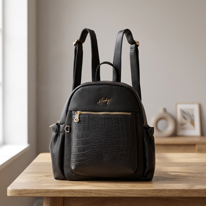 Sac à dos d'été moderne en cuir synthétique croco de qualité supérieure, imperméable, avec fermeture éclair, intérieur organisé et poches extérieures - Product Image 2