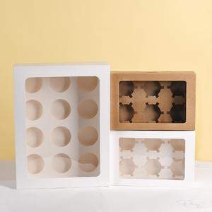 批发定制食品级1 <span class=keywords><strong>2</strong></span> 4 6 12孔标准纸杯蛋糕松饼烘焙容器盒纸杯蛋糕纸盒带窗口 - Product Image 5
