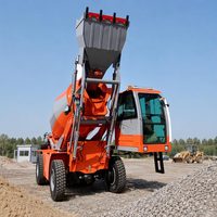 Camion malaxeur autoportant d'Amérique du Sud 1,8 m³ 4x4, malaxeur à béton portable avec cabine fermée pour travaux agricoles