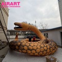 Serpent gonflable géant doré imprimé avec logo, modèle réaliste de serpent enroulé, grand ballon gonflable effrayant pour Halloween