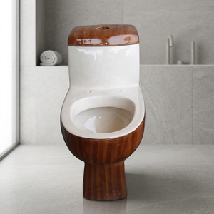 Inodoro de Arte Moderno de una pieza para inodoro, inodoro de madera blanca de doble color, porcelana EWC, juego de artículos sanitarios de cerámica, tanque oculto para Baño - Product Image 1