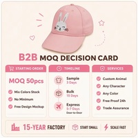 Gorra de Béisbol Infantil Personalizada con Bordado de Conejito, Gorra de Algodón de 6 Paneles, Ajustable para Niños Pequeños, Venta al Por Mayor OEM, MOQ Bajo