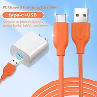 Câble de données Type-C orange en TPE, charge rapide et transfert de données pour smartphones, tablettes et appareils électroniques – Stock direct usine