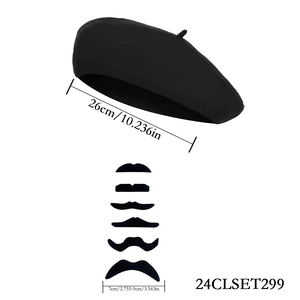 Ensemble de vêtements et accessoires pour hommes PESENAR des années <span class=keywords><strong>1920</strong></span>, chapeau et barbe noirs Ensemble deux pièces - Product Image 3