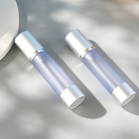 Flacon pompe airless givré 50 ml, finition argent métallisé, sans BPA, pour lotion et sérum, idéal voyage, logo personnalisé