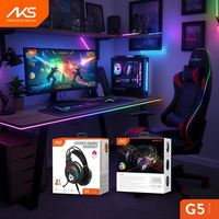 Headset Gaming AKS G5 Stereo Over-Ear dengan Lampu RGB, Driver Dinamis, Bahan Plastik untuk PS4/PS5/