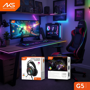 AKS G5 Stereo <b>Gaming</b> Headset RGB <b>Lighting</b> For PS4 PS5 PS3 - Product Image 3