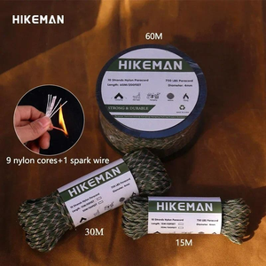 เชือกพาราคอร์ดสะท้อนแสงสำหรับใช้งานกลางแจ้ง 50/100 ฟุต 750 เชือกไนลอน <span class=keywords><strong>4</strong></span> มม. แกน 9 เส้น สายจุดระเบิดประเภท III 15 ม./30.5 ม. เชือกสำหรับตั้งแคมป์และกันลม - Product Image 2