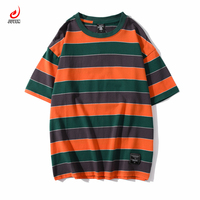 Summer Men's Casual Oversize Striped Cotton Short Sleeve T-shirt New Design Crew Neck Loose Drop Shoulder 100% Knitted Fabric