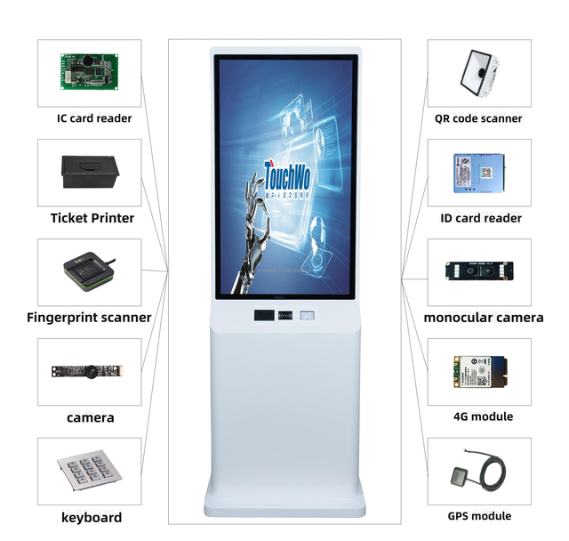 Customized Free Standing 32/43 Inches Touch Payment Kiosk Ordering Self Service Kiosk in Hotel