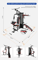 Máquina Multifuncional de Gimnasio en Casa, Equipo de Ejercicio de Fuerza y Pesas, Equipo de Ejercicio de Dominadas, Multi 3 Estaciones de Gimnasio, Máquina Smith
