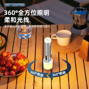 ไฟฉาย LED แบบชาร์จได้ ทำจากอลูมิเนียมอัลลอยด์ พกพาสะดวกสำหรับตั้งแคมป์กลางแจ้ง พร้อมพอร์ตชาร์จ Type-C และตะขอเกี่ยว - Product Image 3